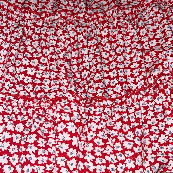 Red Floral Print Ruffled Skirt - Picture 4 of 8